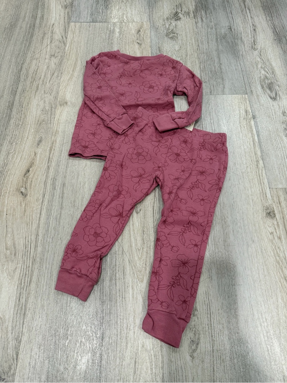 Kids Floral Pajama Set in Mauve